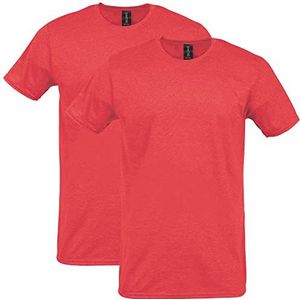 Gildan Men's Softstyle Cotton T-Shirt, Style G64000, 2-Pack, Heather Red, Medium