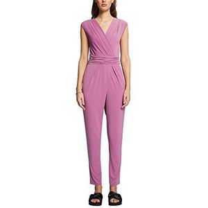 ESPRIT Collection Mouwloze jumpsuit met uitsparing in wikkellook, paars, M