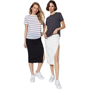 Trendyol 100% katoenen T-shirt - grijs - regular, antraciet/veelkleurig, M