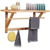 Relaxdays wandkapstok bamboe - handdoekrek - kapstok - handdoekhouder badkamer