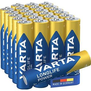 Varta Longlife Power AAA Micro LR03 batterij (verpakking met 24 stuks) Alkaline Batterijideaal voor speelgoed zaklamp controller en andere apparaten op batterijen, blauw, metallic