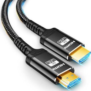 Akake 8K HDMI-kabel, 100M High Speed gevlochten kabel met 48Gbps capaciteit bij 4K @120Hz, 8K @60Hz videoresolutie en HDR-ondersteuning.
