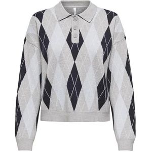 Onlibi Ls Check Polo Cc KNT, lichtgrijs gem., XL