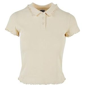 Urban Classics Dames T-Shirt Ladies Rib Polo Tee whitesand XL, witzand., XL