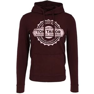 TOM TAILOR Uomini Hoodie met print 1029138, 12931 - Decadent Bordeaux, M