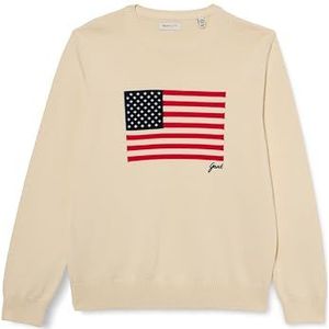 GANT Unisex kinder vlag gebreide C-hals pullover, crème, 122-128