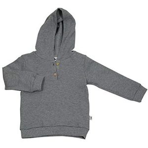Leela Cotton Unisex kinderen piquéhoodie, grijs-gemêleerd sweatshirt met capuchon, grijs, 98-104