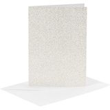 23028 Kaarten en Env 10.5x15cm 4pk witte glitter