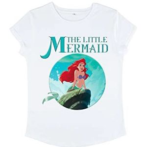 Disney Women's The Little Mermaid Classic Organic Rolled Sleeve T-Shirt, Wit, S, wit, S