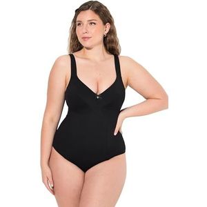 Ulla Popken Damesbody, softcups, zonder beugel, rug-cut-out, cup C-E lingerie, zwart, 95C, zwart, 95C