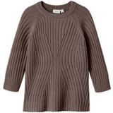 Gebreid Jurk - Platgebreid - Ronde Hals - Lange Mouwen - Loose Fit