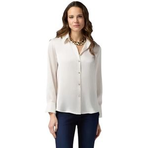 Oltre - Monochrome Satijnen Blouse - Wit - Dames