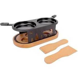 Cosy & Trendy Ovale raclette van roestvrij staal + 2 spatels, 2 personen, zwart