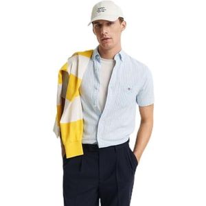 REG COTTON LINEN STRIPE SS SHIRT, Fresh Blue., 3XL