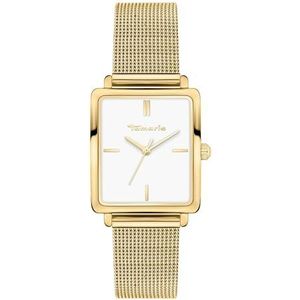Tamaris Analoog kwartshorloge voor dames met roestvrijstalen armband TT, goud, 26x30 mm, modern Tamaris Analoog kwartshorloge voor dames met roestvrijstalen armband TT, goud, 26x30 mm, modern