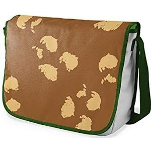 Bonamaison Digitaal bedrukte Messenger schooltas met kaki riem voor studenten, crossbody tas, koerierstas, schoudertas voor kinderen, meisjes, jongens, maat: 29x36 cm