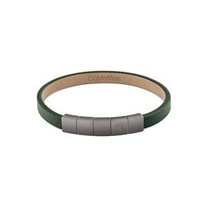Calvin Klein - MINIMALISTIC Squares - Herenarmband - Groen Leer - Roestvrij Staal