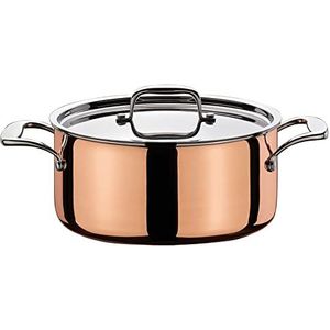 Spring CULINOX Braadpan met deksel | Ø: 16cm, hoogte: 7,5 cm | 1,4 l | 0,5 mm buitenlaag van koper | roestvrijstalen pot | geschikt voor inductie | Voor alle warmtebronnen | Kookpan roestvrij staal