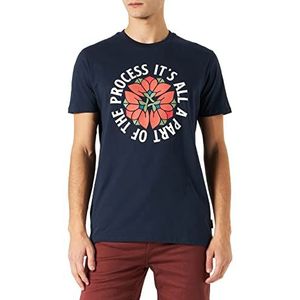 Springfield T-shirt met bloemenpatroon, donkerblauw, maat S voor heren