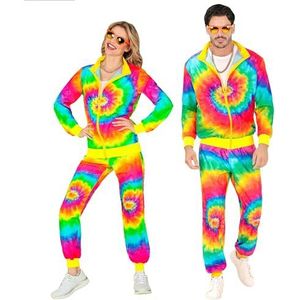 W WIDMANN Trainingspak, neon psychedelisch hippieparty, jaren 80-outfit, joggingpak, bad-knop outfit, carnavalskostuums