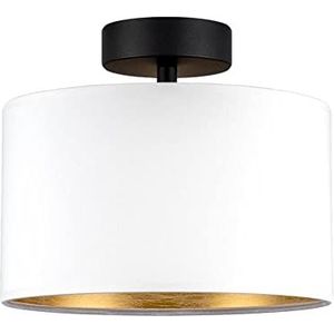 Sotto Luce Akai minimalistische plafondlamp - witte/gouden stof - zwarte voet - 1 x E27 lamphouder - Ø 25 cm