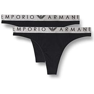 Emporio Armani Iconic string voor dames, van microvezel, set van 2 stuks, Zwart, XL