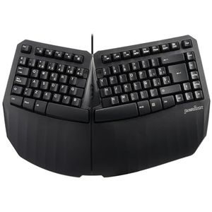 Perixx PERIBOARD-413B ES Ergonomisch gedeeld mini-toetsenbord met USB-kabel, TKL-design, zwart, Spaanse lay-out