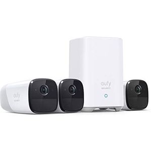 eufy Security eufyCam 2 Pro, draadloze bewakingscamera, compatibel met HomeKit, 2K resolutie, IP67 waterbeschermingsklasse, nachtzicht, 3-cam-set (gereviseerd)
