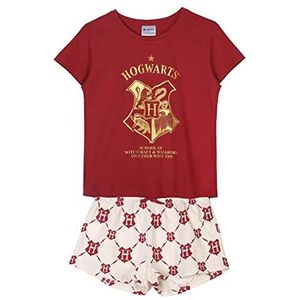 CERDÁ LIFE'S LITTLE MOMENTS Dames Hogwarts [Harry Potter 100% katoen, 2-delig, T-shirt en pyjama, officieel gelicentieerd product van Warner, donkerrood, standaard