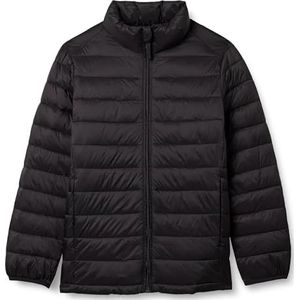 Amazon Essentials Lichtgewicht waterbestendige opvouwbare pufferjas voor jongens, zwart, 8 jaar