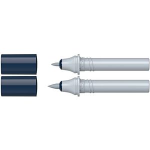 Schneider 040 Paint-It Twinmarkerpatronen (Brush Tip & 1,0 mm ronde punt, kleurintensieve inkt op waterbasis, voor gebruik op papier, >95% gerecycled kunststof) blauw grijs 004