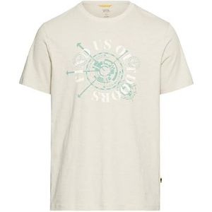 camel active Heren T-shirt met print van biologisch katoen, beige, XL