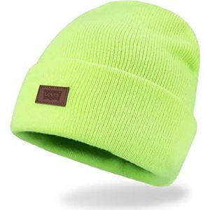 Levi's Klassieke warme winter gebreide muts muts cap fleece gevoerd voor mannen en vrouwen, Neon Geel Solid, Eén Maat