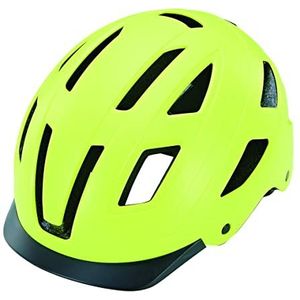 Fietshelm met geïntegreerde LED, EKO, ABS harde schaal: Robuuste geconstrueerde helm van EPS en gespoten textuur buitenschaal, grootte: 59-61 cm, kleur: fluorescerend geel