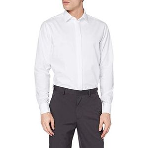 Seidensticker Zakelijk overhemd voor heren, shaped fit, strijkvrij, kent-kraag, lange mouwen, omslagmanchet, 100% katoen, wit (wit 1), 46