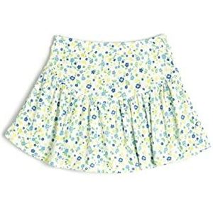 Koton Girls's Skort Flower Printed Elastische Tailleband Ribbed Shorts, Groen design (7d8), 9-10 Jaar