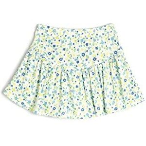 Koton Girls's Skort Flower Printed Elastische Tailleband Ribbed Shorts, Groen design (7d8), 9-10 Jaar