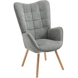 MEUBLE COSY Scandinavische stoel lounge relaxstoel gestoffeerde stoel leesstoel armleunstoel stoel, stof, grijs, 66x71x109 cm