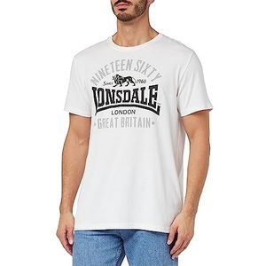 Lonsdale Heren T-shirt normale pasvorm KILCHOAN wit/zwart/grijs L, 117347