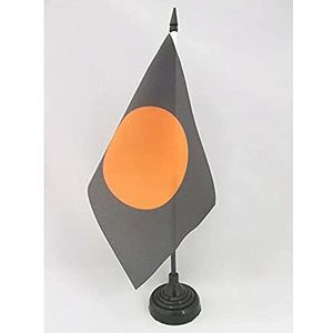 Zwart met Oranje Cirkeltafelvlag 14x21 cm - raceofficier - Racing Desk Vlag 21 x 14 cm - Zwarte plastic stok en basis - AZ FLAG