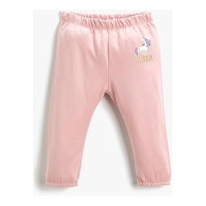 Koton Joggingbroek met print, elastische tailleband, joggingbroek voor meisjes en meisjes, roze (274), 9-12 mesi