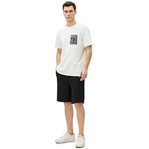 Koton Heren Silhouet Geborduurd Crew Neck Short Sleeve Katoenen T-shirt, wit (000), XL