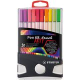 STABILO 568/20-021-20 viltstift met penseelpunt voor variabele lijndiktes - STABILO Pen 68 brush ColorParade - ARTY - Etui met 20 stuks,meerkleurig