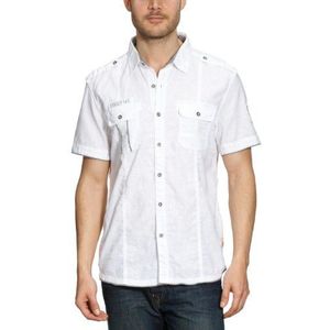 Edc By Esprit S35911 overhemd met korte mouwen voor heren, Wit-TR-Ce-33, M (Fabrikant maat:58)