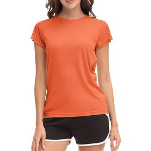 MEETWEE Surf shirt voor dames, Rash Guard UV-shirts, zwemmen, tankini, UPF 50+, korte mouwen, badshirt, badmode shirt, citrusinaasappel, S