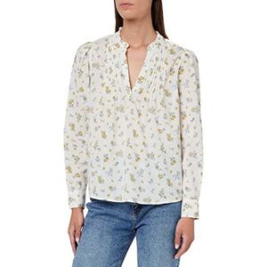 Springfield Bedrukte Pintucks blouse van katoen, Beige, 32