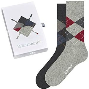 Burlington Heren Sokken Basic Gift Box M So katoen gedessineerd 2 paar, Grijs Grey Mix 0070, 40-46