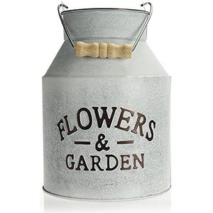 COM-FOUR® Bloempot van metaal - plantenpot melkkan - vintage bloempot - decoratieve pot om te staan en op te hangen (Melkkan - 1 stuk)