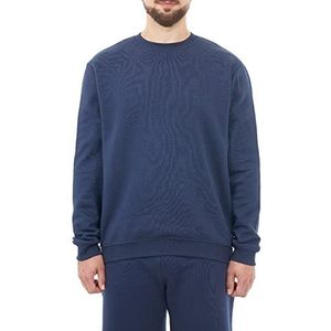 M17 Mens gerecycled sweatshirt casual lange mouw top klassieke trui effen trui ronde hals trui, marineblauw, S