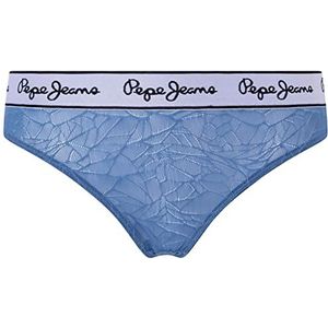 Pepe Jeans Mesh Thong ondergoed stijl bikini dames, blauw (duulwich blue), XL